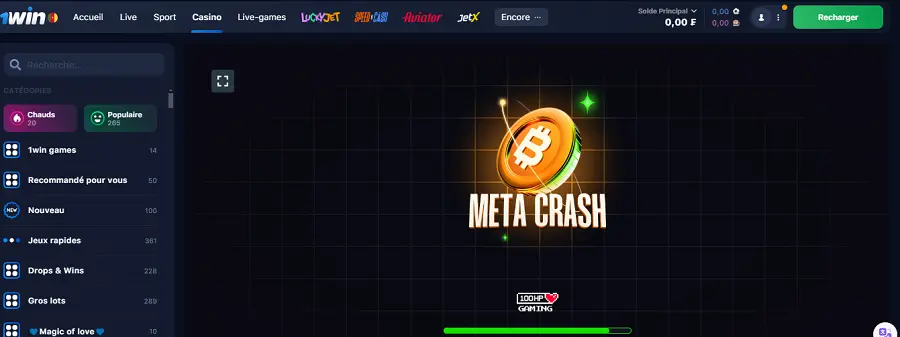 1win Meta Crash Bitcoin